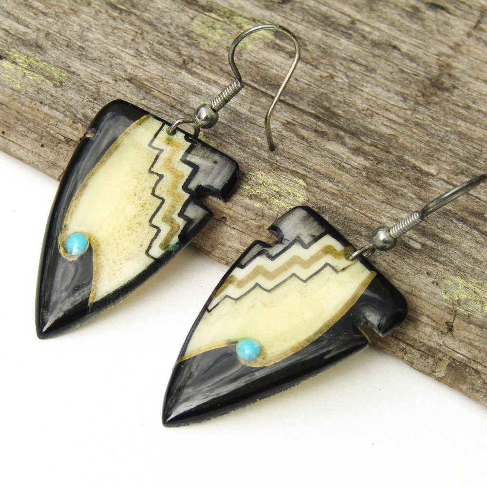 Southwestern Arrow Dangle Earrings Deer Antler